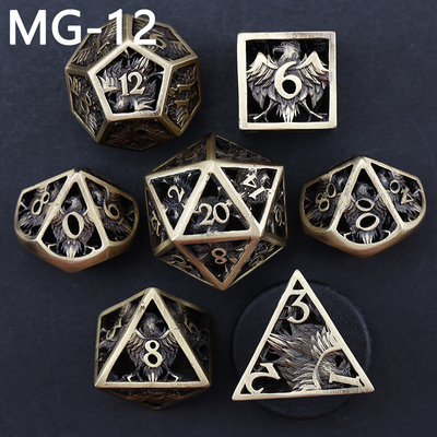 Set di dadi metallici cavi poliedro con dadi personalizzati gioco da tavolo di drago e drago