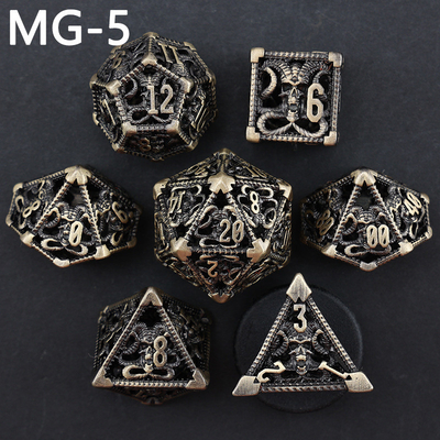Set di dadi metallici cavi poliedro con dadi personalizzati gioco da tavolo di drago e drago