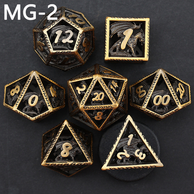 Set di dadi metallici cavi poliedro con dadi personalizzati gioco da tavolo di drago e drago
