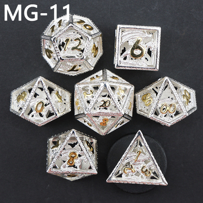 Set di dadi metallici cavi poliedro con dadi personalizzati gioco da tavolo di drago e drago