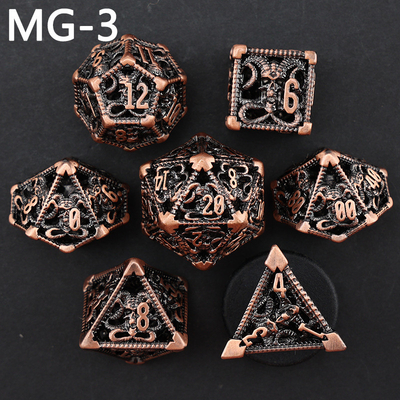 Set di dadi metallici cavi poliedro con dadi personalizzati gioco da tavolo di drago e drago
