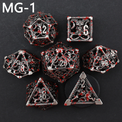 Set di dadi metallici cavi poliedro con dadi personalizzati gioco da tavolo di drago e drago
