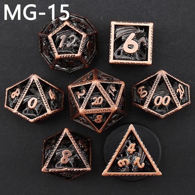 Set di dadi metallici cavi poliedro con dadi personalizzati gioco da tavolo di drago e drago