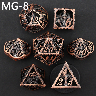 Set di dadi metallici cavi poliedro con dadi personalizzati gioco da tavolo di drago e drago