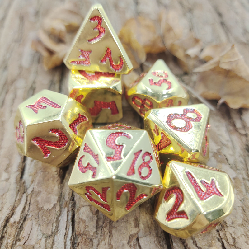 Insieme Polyhedral di lusso dei dadi di D4, di D6, di D8, di D10, di D12, di D20 e di D% per i giochi con le carte di RPG