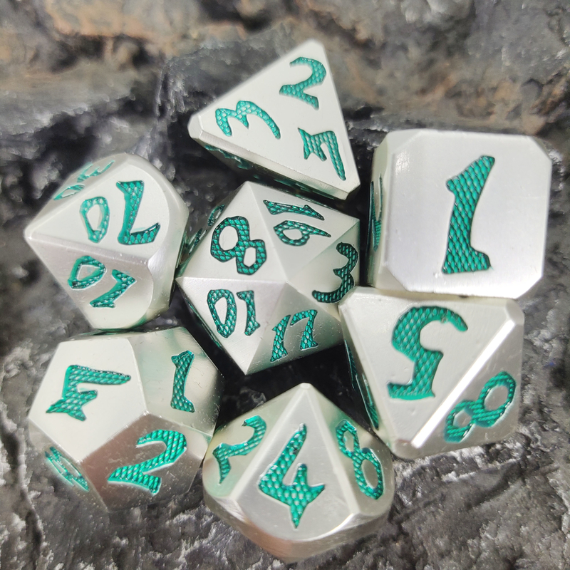 Edge Rpg Dice Rpg Dadi Dadi poliedrici inodori Leggeri Sharp Green Silver Metal
