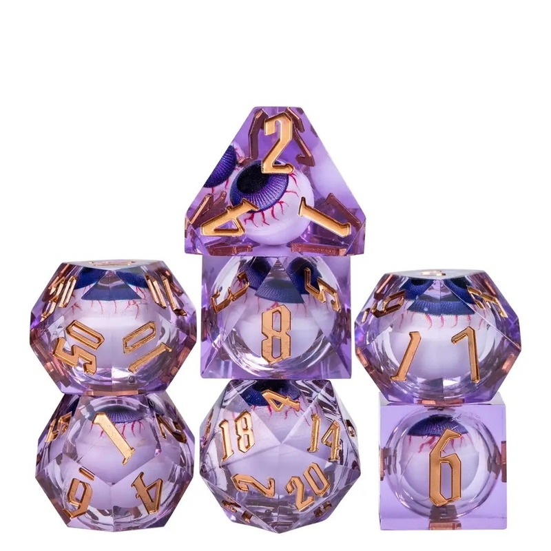 16mm Pieni dadi poliedrici Moving Dungeons And Dragons Bloodshot Blue Eye Dice Set per il ruolo