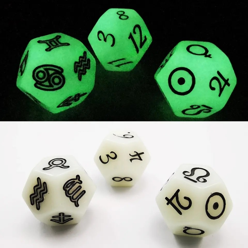 Bescon 3 pezzi set di dadi astrologici costellazione D12 dadi 3 colori pietra magica