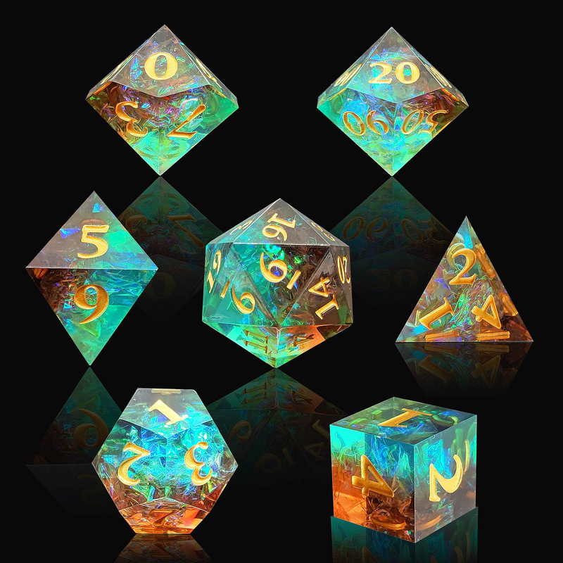 Set di dadi di resina tagliente a colori multipli Dragon And Dungeon DND#RPG