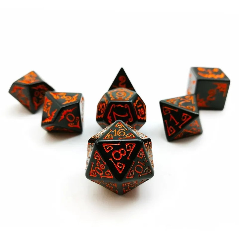 Settimo di dadi in resina polimodica 7PCS RPG D4 D6 D8 D10 D12 D20 D20