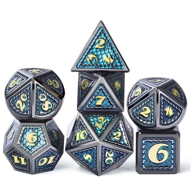 Dragon Scale Solid Metal Dice Set Multi Color DND RPG Colori brillanti