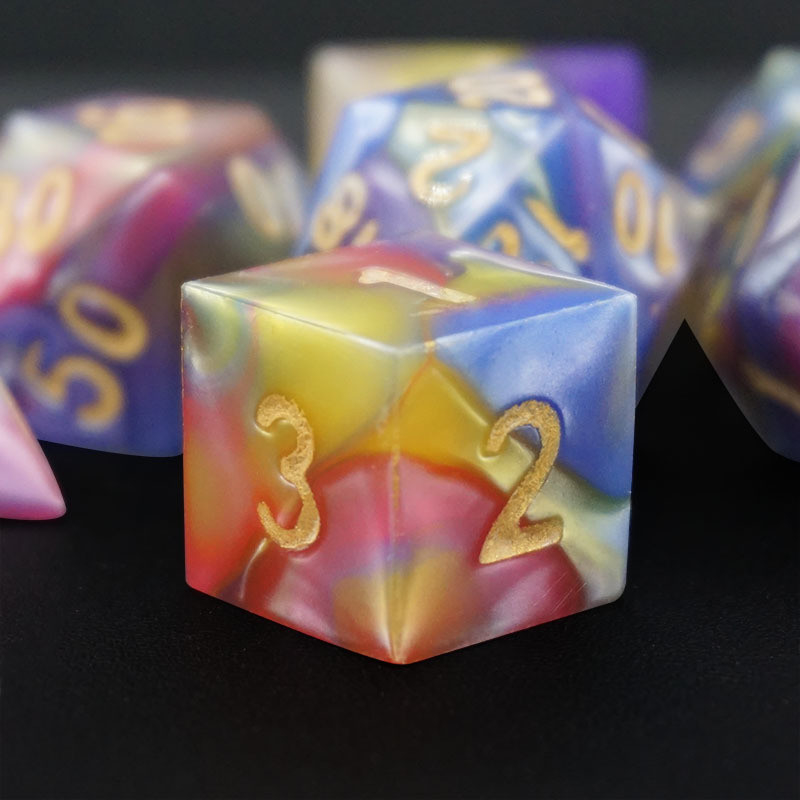Tre colori di resina di marmo Rpg dadi con logo universale