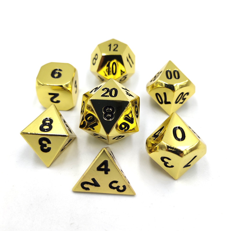 Champagne Colore Oro Metallo Dici poliedrici Set di dadi per gioco da scrivania