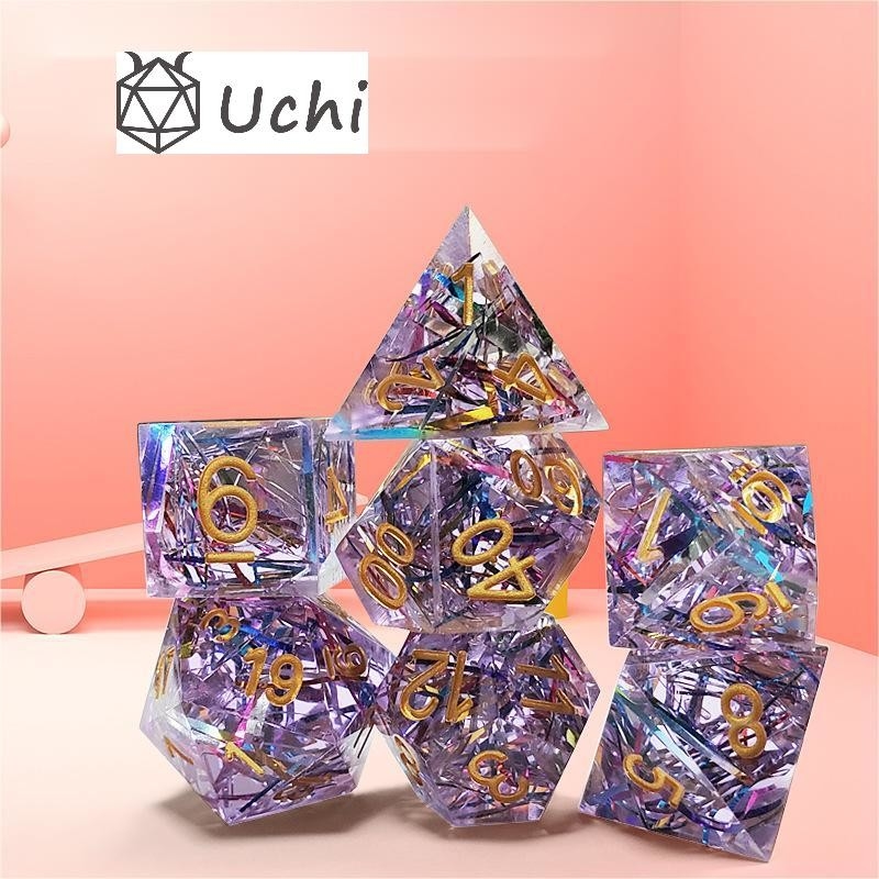 Strisce di colore viola Resina Boarding Dice Set Dragone e Dungeon
