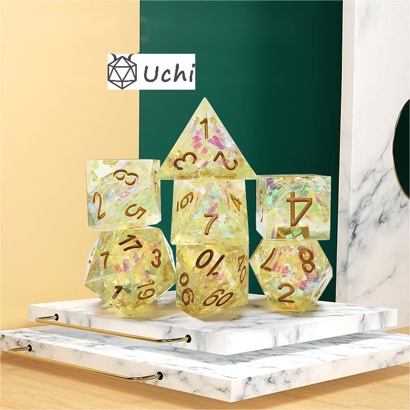 Giallo Cristallo Color Band Resina Boarding Dice Set Dnd Dice