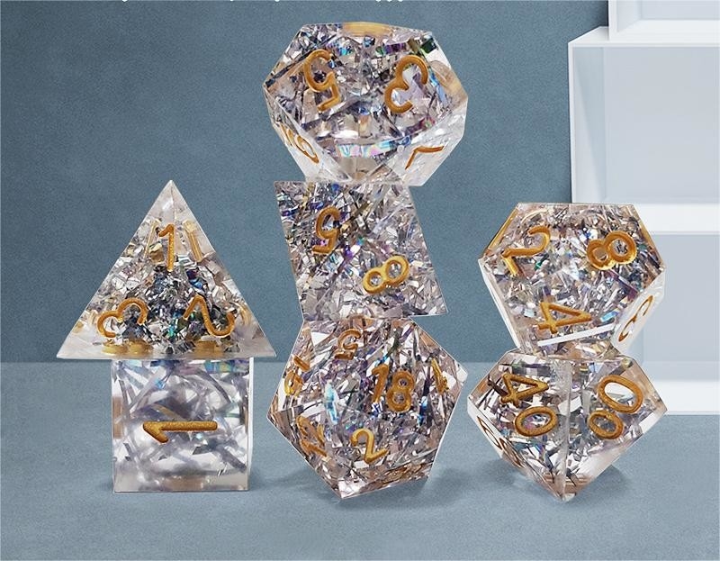 Banda di colore cristallino trasparente Resina Boarding Dice Set dnd dice