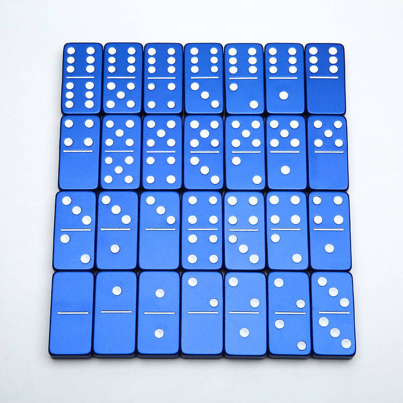 Doppio 6 Sei Metalli Domino Set Con 28 Giant Alloy Aluminum Domino Blocks Laser Printed Desktop Game