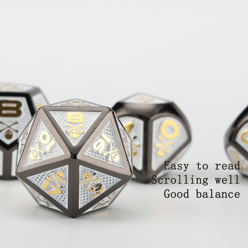 7 Dati di scheletro, gioco da tavolo DND digitale a colori multifaccia, Dragon and Dungeon