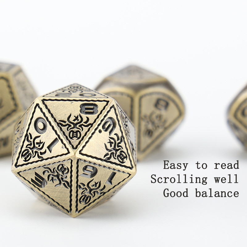 Electroplated Vintage Colored Octopus Metal Dnd Dice Set Dragon e Dragon Chessboard Game Dice